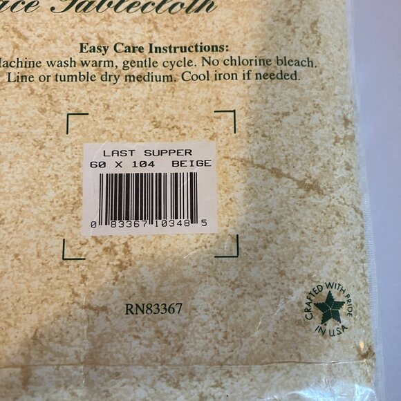 Vintage NIB The Last Supper Beige Lace Tablecloth 60'x104" Oblonge Easter. - Picture 6 of 6